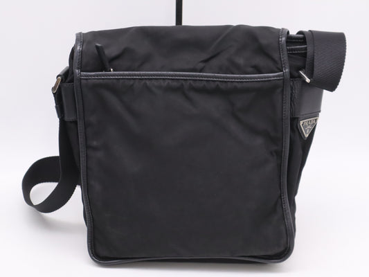 PRADA Nylon Triangle Logo Shoulder Bag Black Shoulder Bag