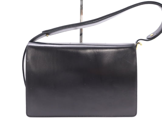 CELINE Leather One-Shoulder Bag with Horse-Drawn Carriage Hardware, Black