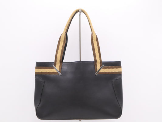 GUCCI 002/1135 Leather Tote Bag Black Handbag