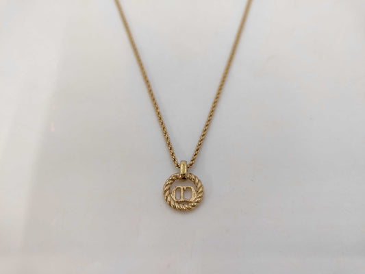 Dior GP CD logo round gold necklace
