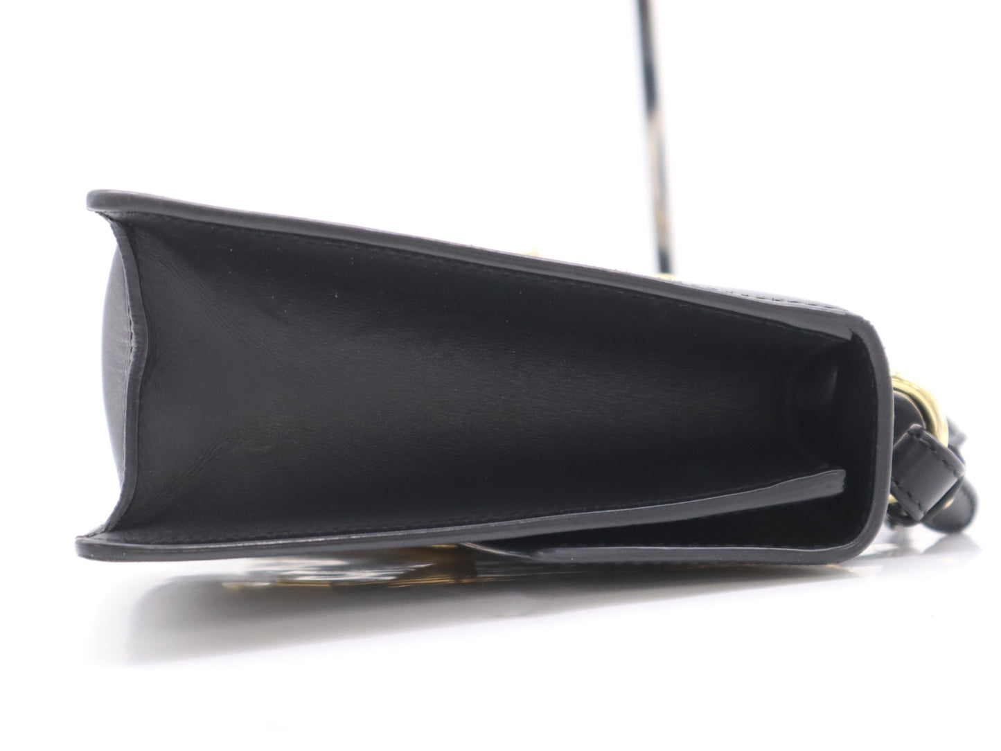 GUCCI 421882 Leather Sylvie Small Ribbon Sherry Line Shoulder Bag Black GD Hardware Shoulder Bag