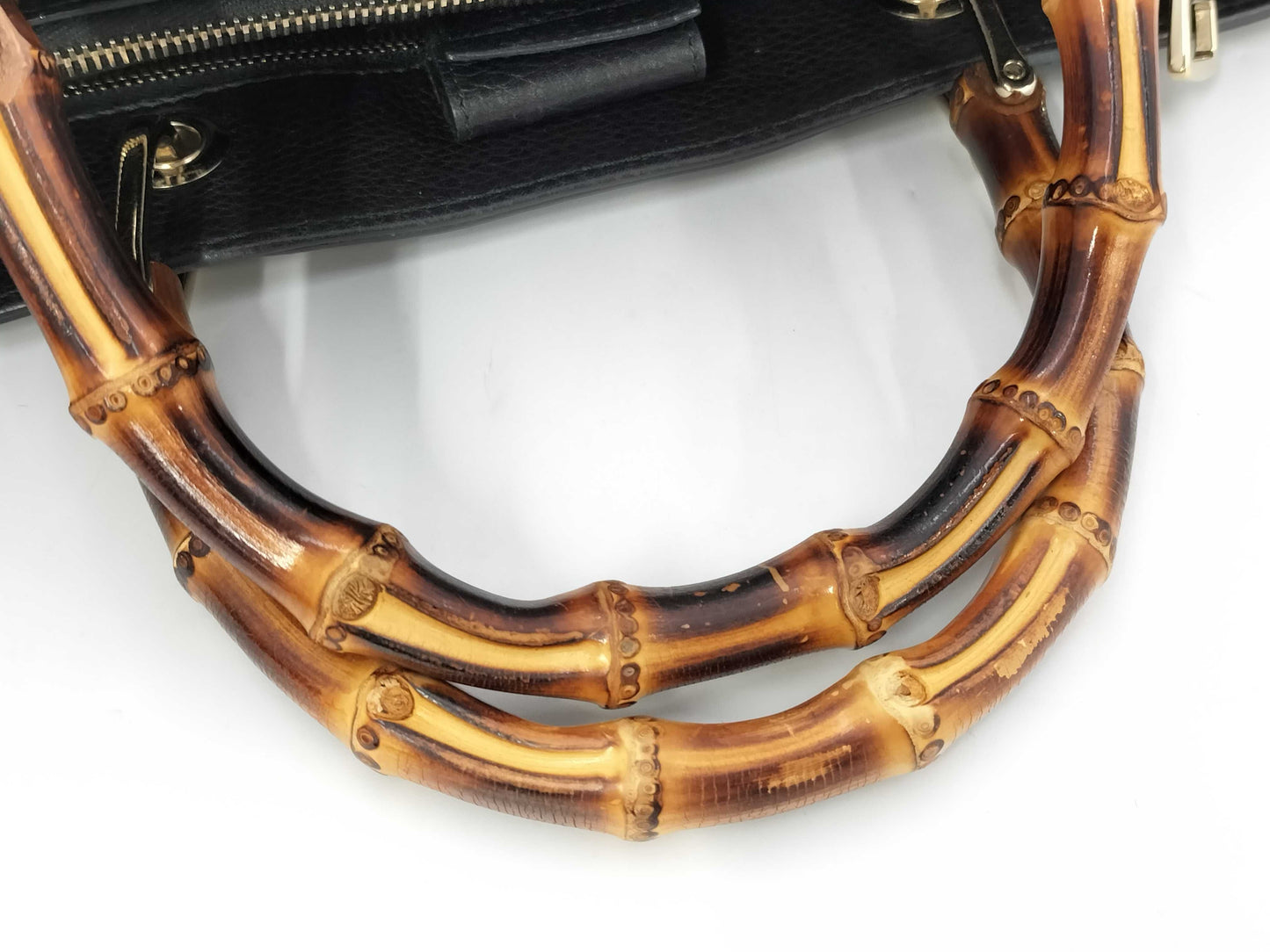 GUCCI Leather Bamboo 2-Way Handbag with Harako Zebra Print Shoulder Bag