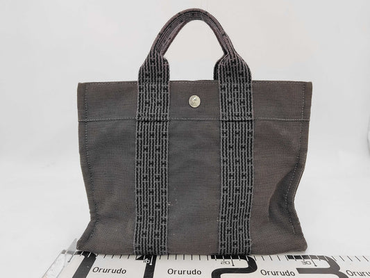 HERMES Canvas Air Line PM Mini Tote Bag Gray Handbag