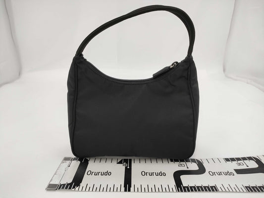 PRADA Mini Handbag Triangle Logo Accessory Pouch Black Nylon Bag