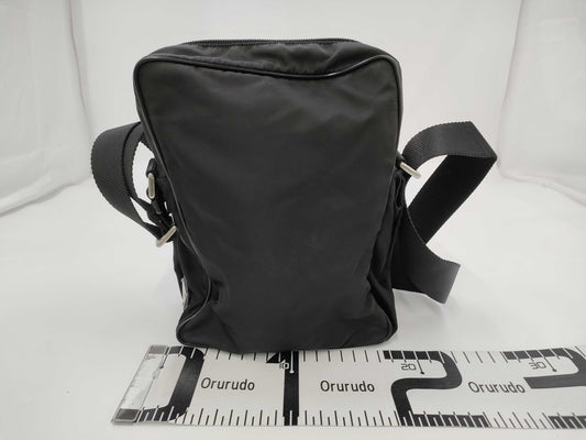 PRADA Nylon Triangle Logo Black Shoulder Bag