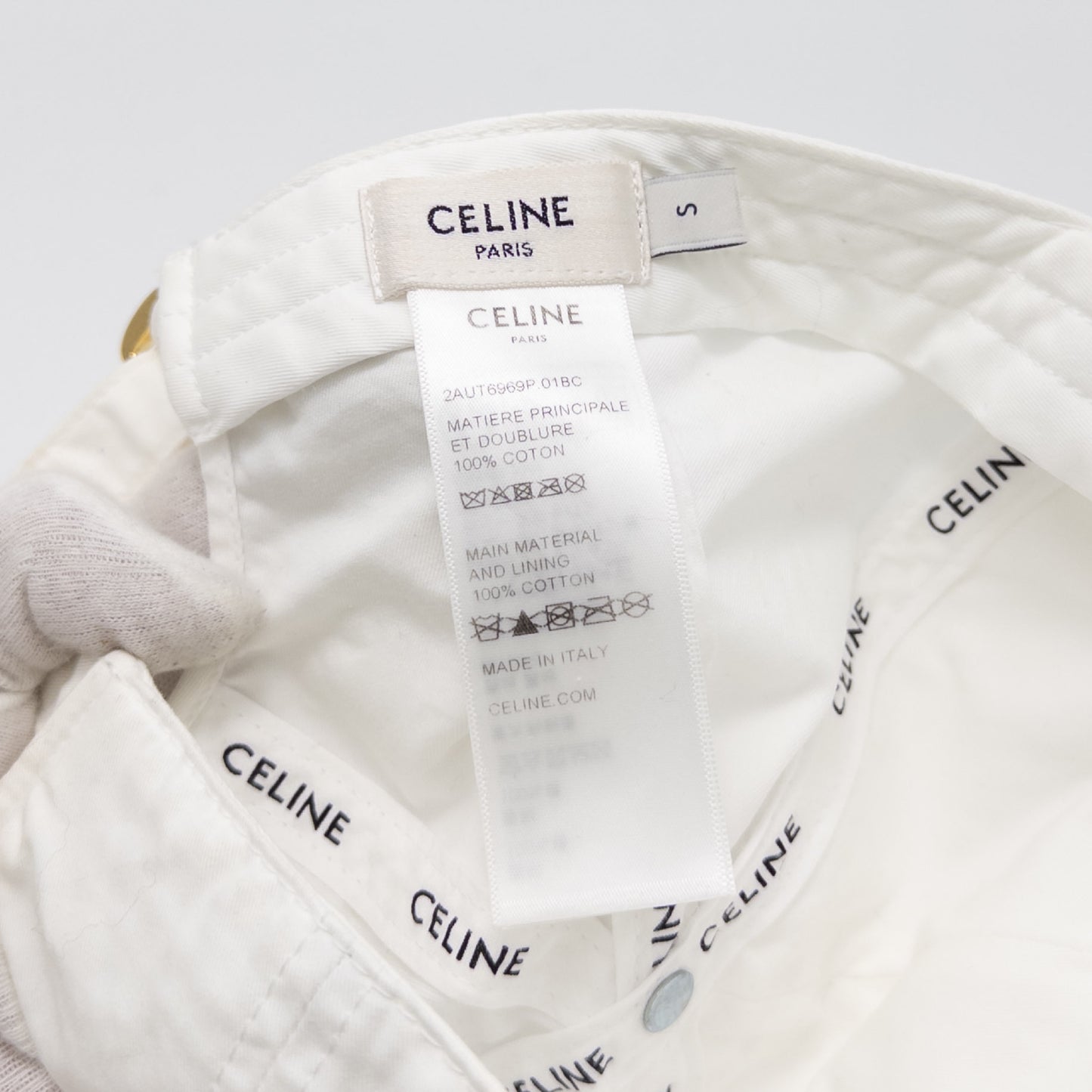 CELINE CELINE Triomphe 2AUT6969P Baseball Cap Canvas Cotton White S Size Other Accessories
