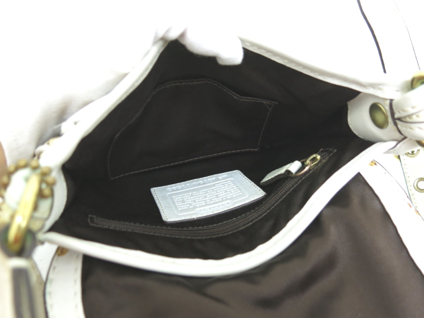 COACH COACH 3-Point Signature Canvas and Leather Shoulder Bag Backpack Beige Navy