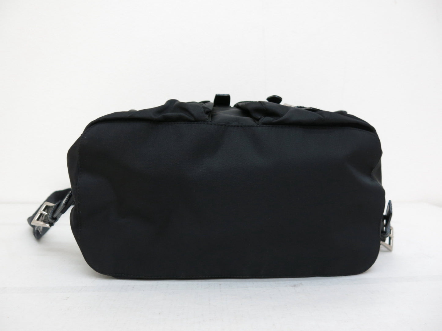 PRADA Prada Triangle Logo Plate Calfskin Nylon Backpack