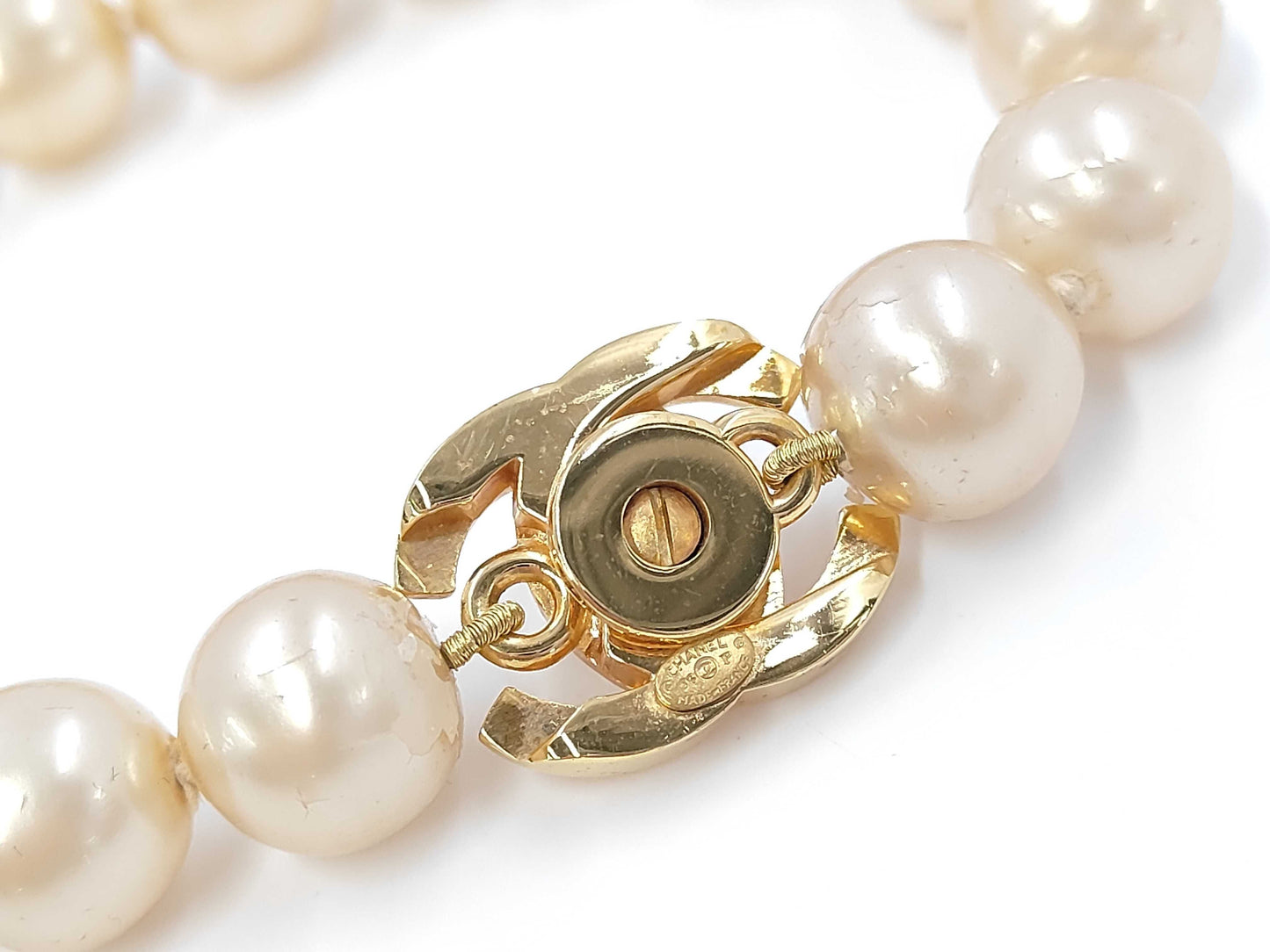 CHANEL Pearl Coco Mark Turnlock Necklace Necklace