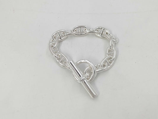 HERMES Schone Dunkle MM14 Frame 24 Engraved Bracelet AG925 52.2g Bracelet Bangle