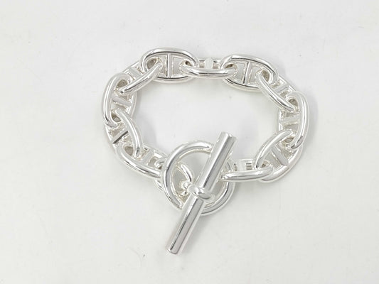 HERMES Chene Dunkle TGM11 Frame 19 Engraved Bracelet AG925 106.6g Bracelet Bangle