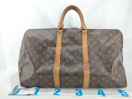 LOUIS VUITTON Monogram Keepall Bandouliere 60 M41412 TH0924 Padlock Key Name Tag Boston Bag