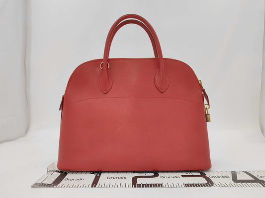 HERMES Bolid 35 Red □A Engraved Tote