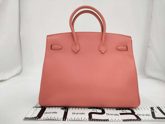 HERMES Birkin 35 Epson Flamingo Silver Fittings □Q Handbag