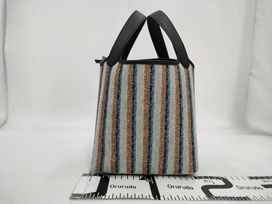 HERMES Picotan Rock PM Toile Ash x Swift Multicolor Black x Ecru x Fauve x Blue Zanzibar K Engraved Handbag