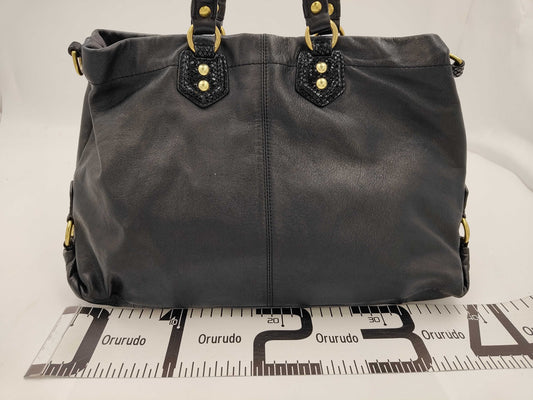 COACH Leather 2-Way Black Boston Bag