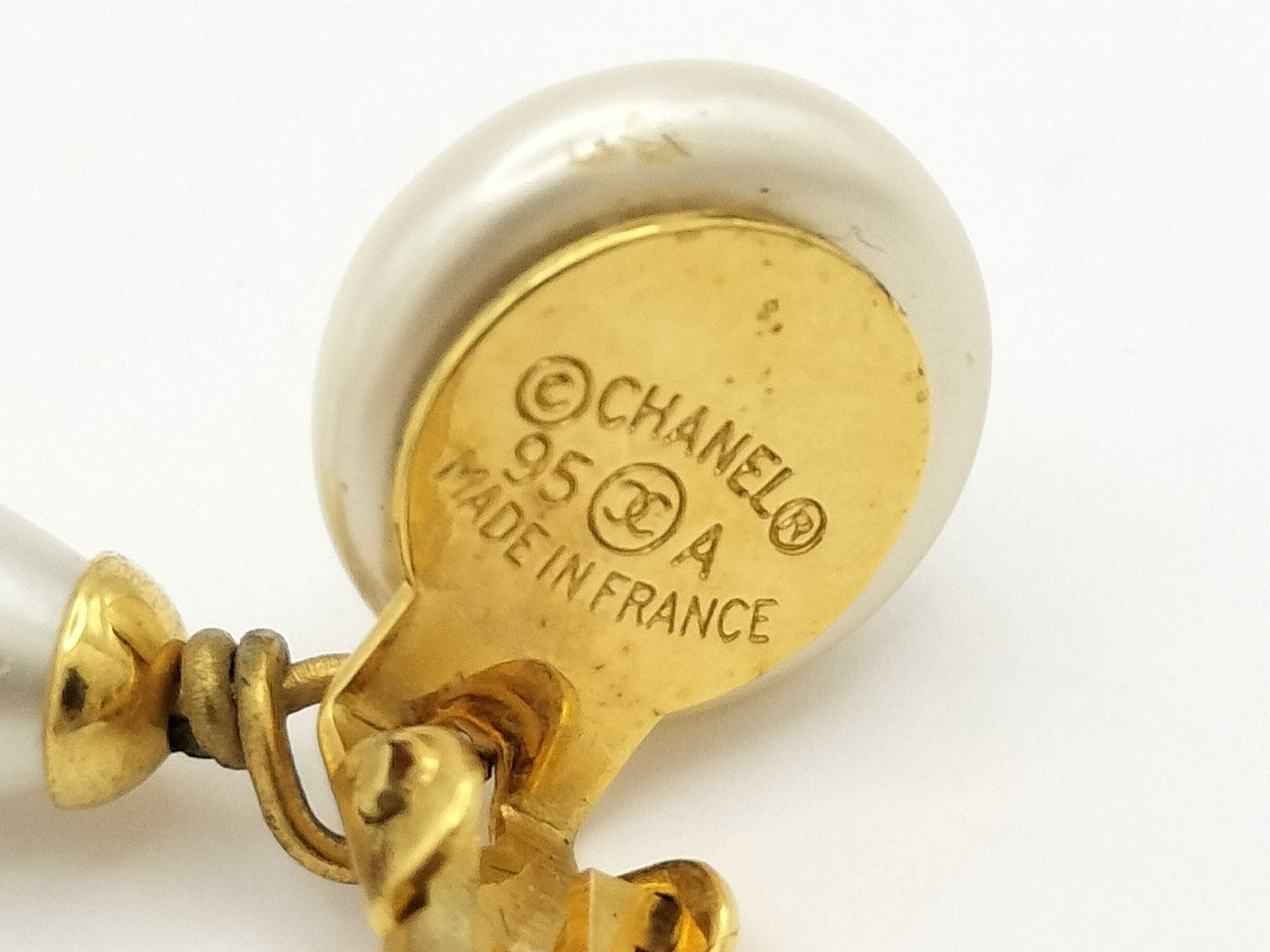 CHANEL Accessories Chanel 95A Earrings Coco Mark Pearl Vintage Gold Color Earrings