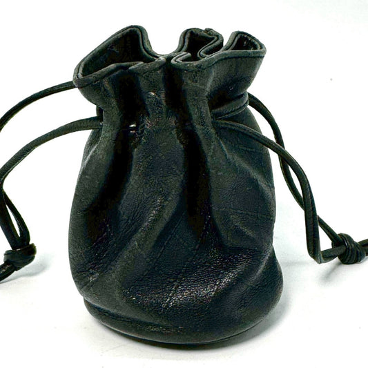 CHANEL Camellia Lambskin Drawstring Pouch, Black, 9461744