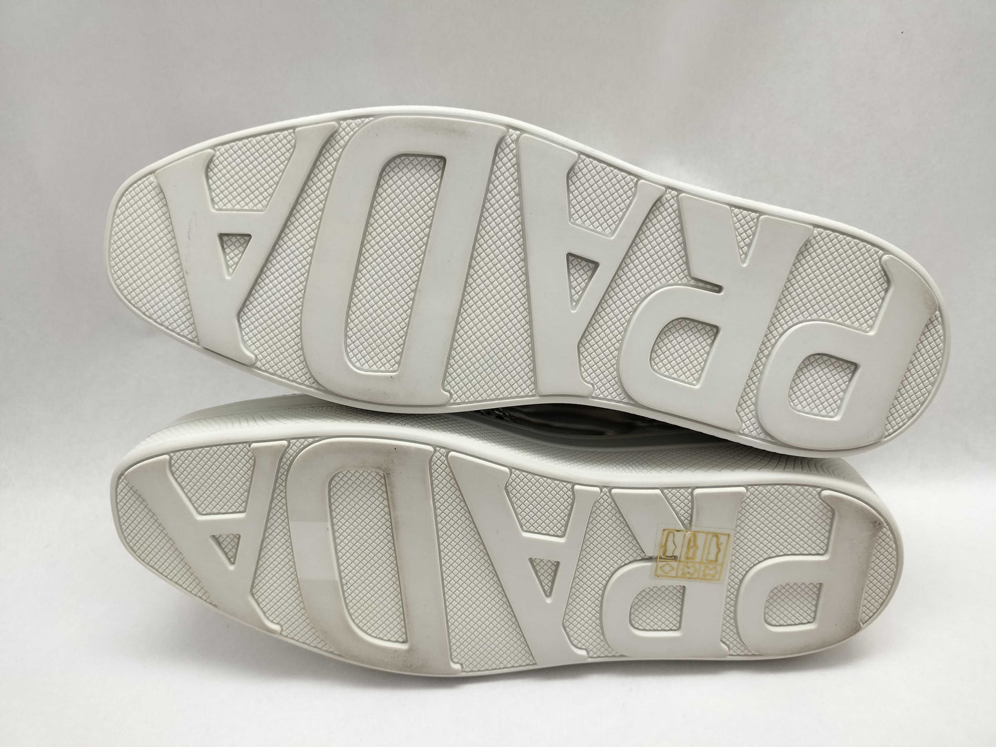 PRADA PRADA Leather Wingtip Sneakers Silver Size 36 1/2