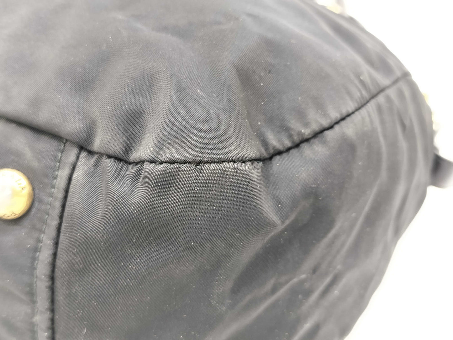 PRADA Nylon Tote Bag with Logo Plate in Black