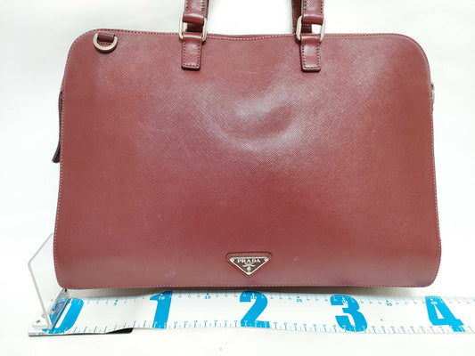 PRADA PRADA Saffiano 2-way tote bag, Bordeaux, with triangle logo, business bag