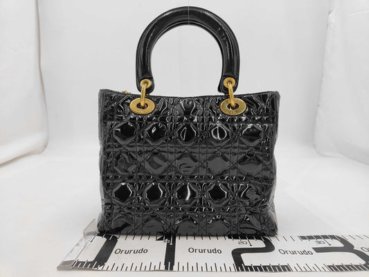 Dior Christian Dior Lady Dior Cannage Patent Leather Handbag