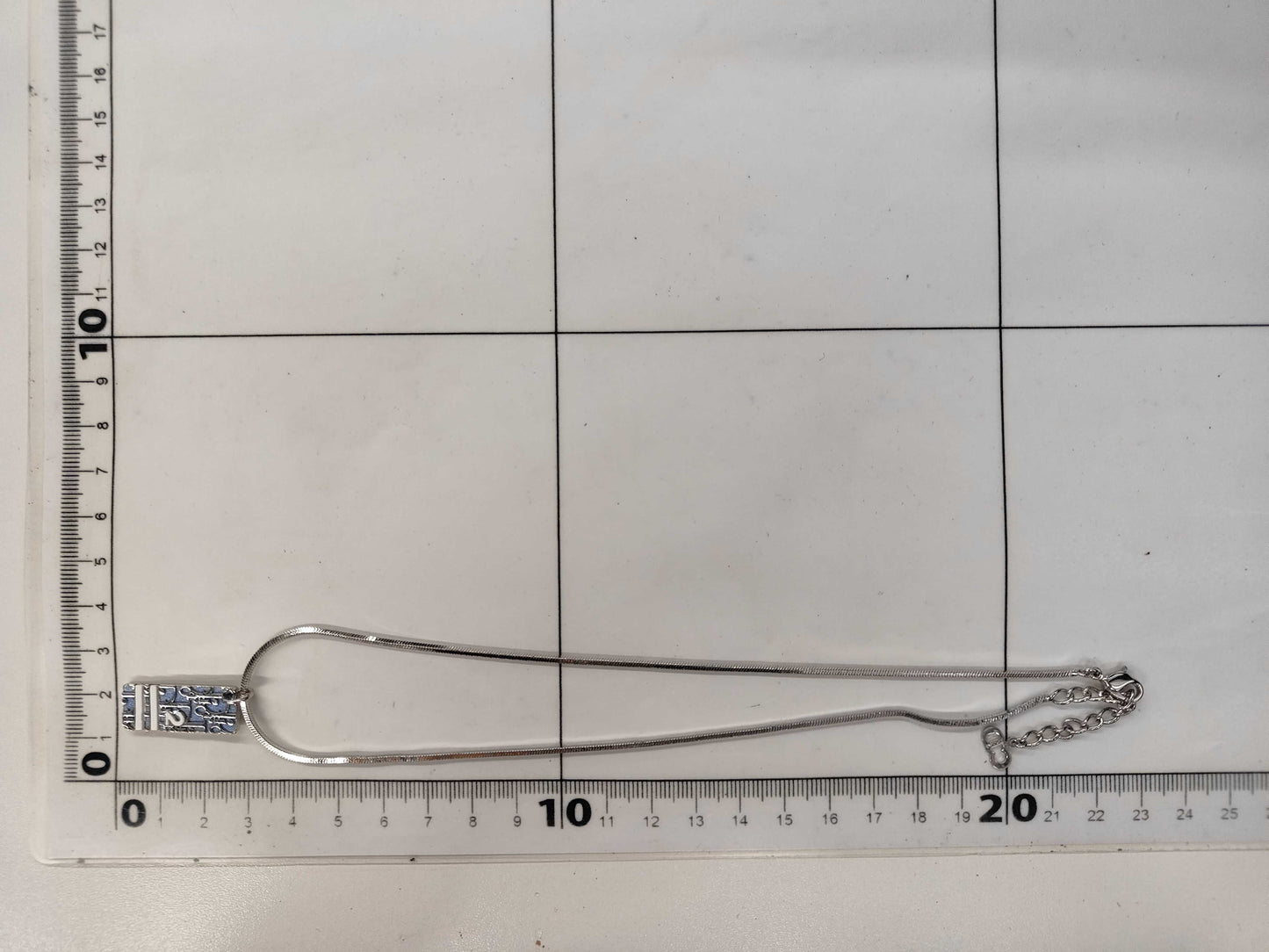 Dior Trotter Tag Plate Blue Necklace