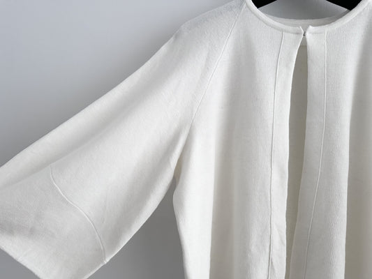 intoca. Linen-Cotton Wide Sleeve Cardigan Bolero