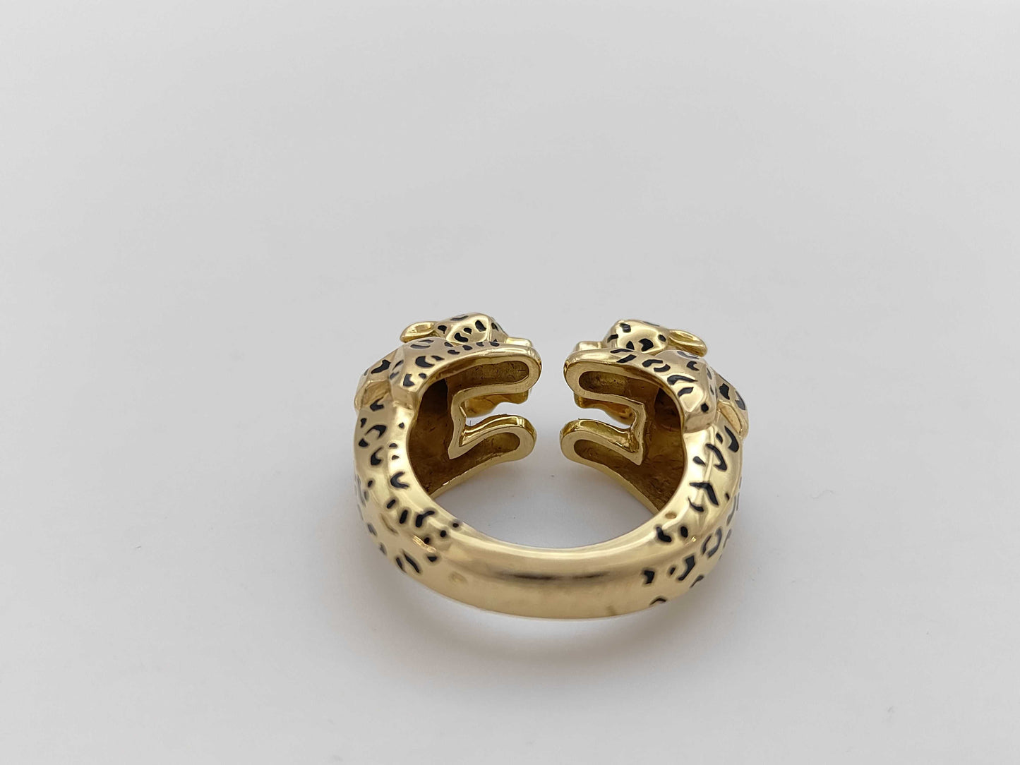 Cartier Panthère 2-Head Naira #53 Colored Stone Lacquer Yellow Gold 750 16.4g Ring