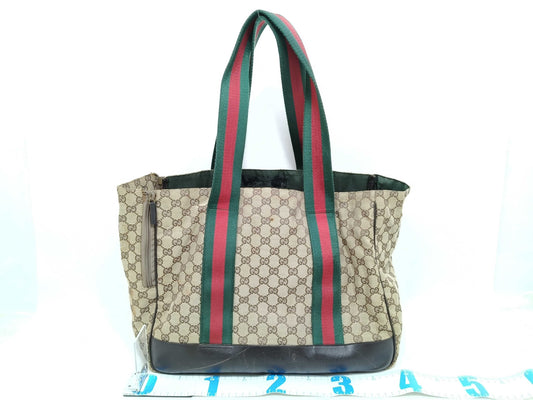 GUCCI Webbing Gucci Sherry Line GG Canvas Tote Bag
