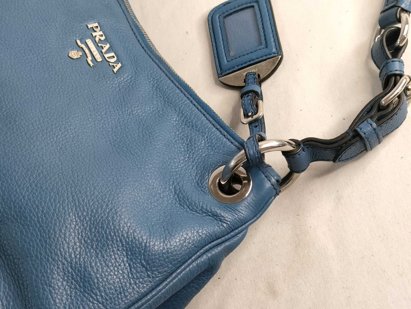 PRADA Prada Shoulder Bag Leather Blue Shoulder Bag