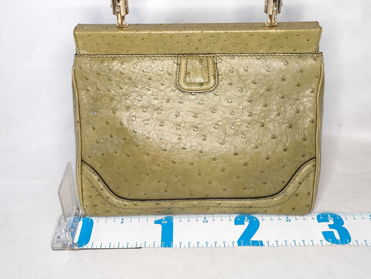 GUCCI Gucci 2-Way Shoulder Bag, Ostrich Leather, Green with Tassel, 308385, Handbag