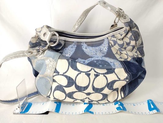 COACH COACH Poppy Shoulder Bag Patchwork Denim Shoulder Bag