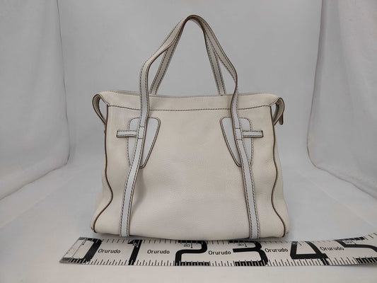 TODS Leather Tote Bag White Tote Bag