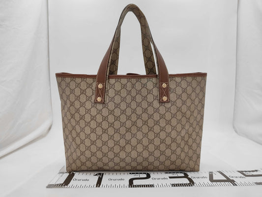 GUCCI GG Supreme 211134 Sherry Line PVC Leather Tote Bag