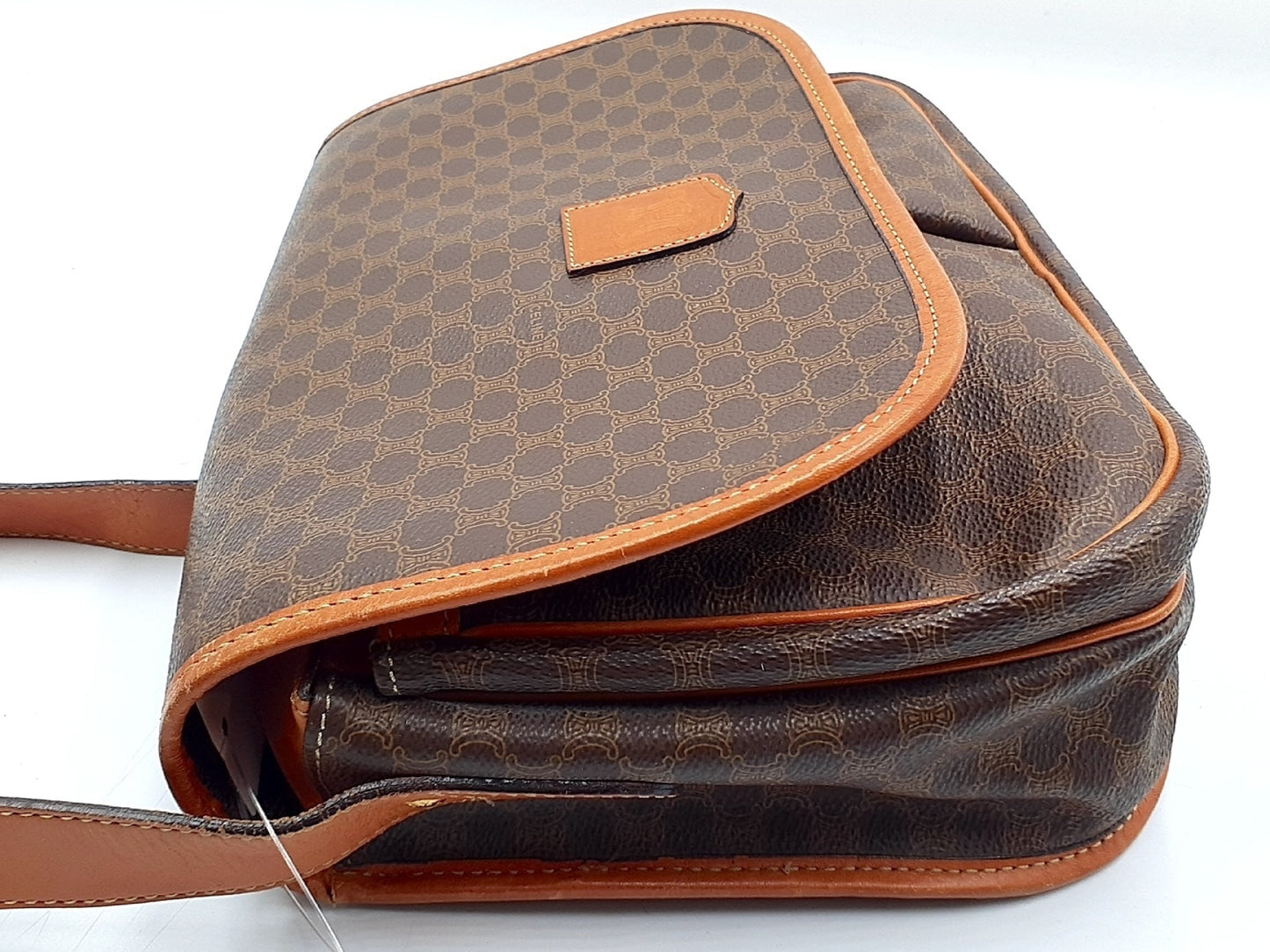 CELINE Macadam Pattern Gold Hardware Vintage Leather Shoulder Bag