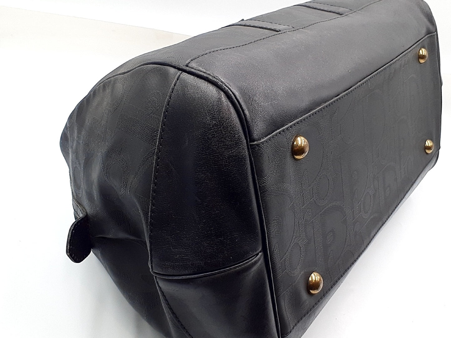 Dior Trotter Leather Boston Bag with Gold Hardware and Black Leather