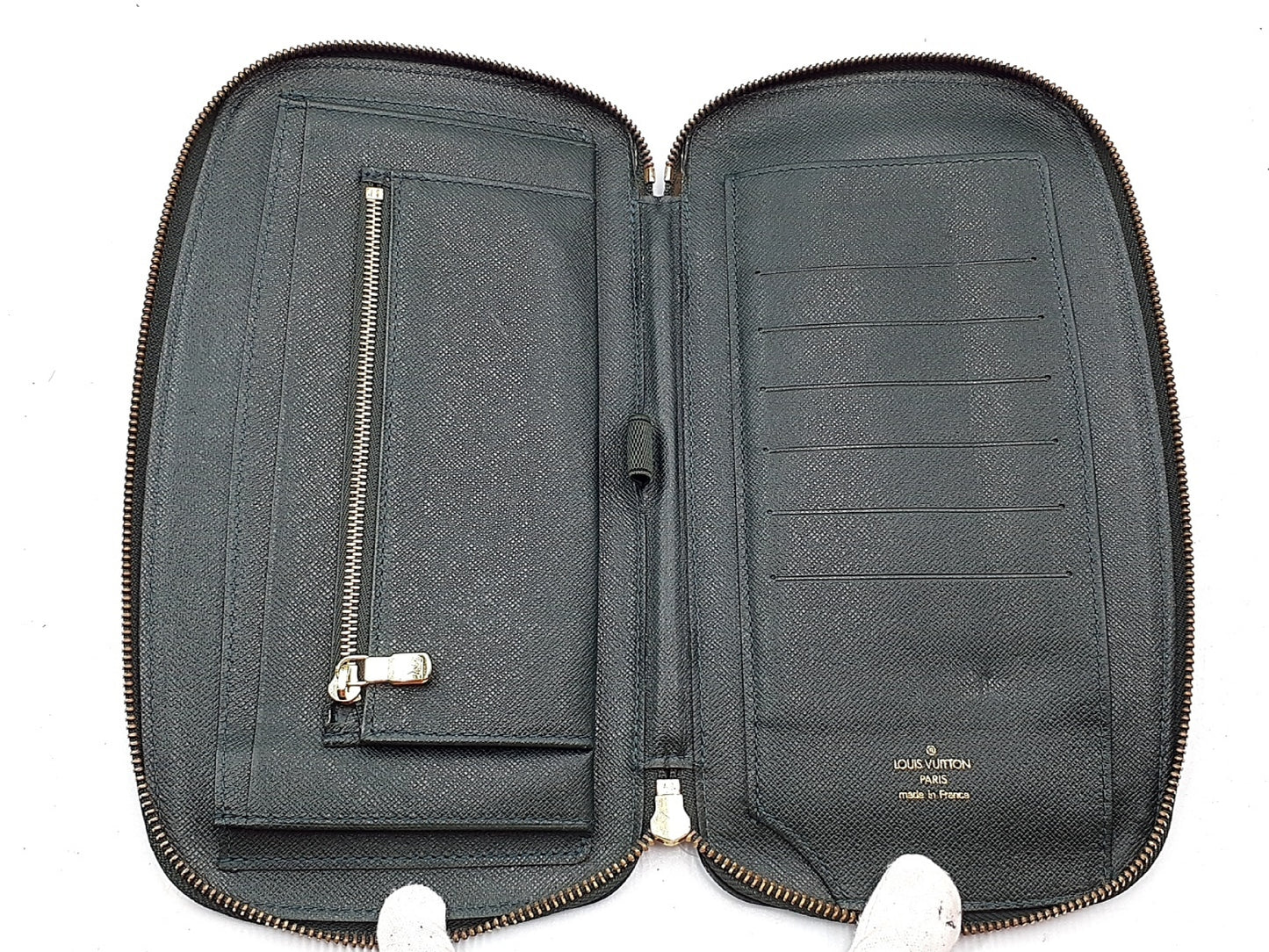 LOUIS VUITTON 4-Piece Set: Taiga Organizer, Monogram Cigarette Case, Damier Monogram iPhone Case, and Other Accessories