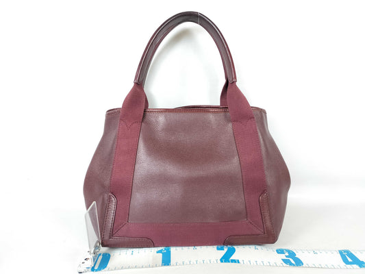 BALENCIAGA Navy Cabas Leather Tote Bag with Pouch