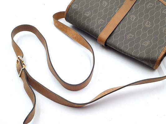 Dior 2-Piece Honeycomb Leather Shoulder Bag with Gold Hardware and Black Leather Shoulder Bag