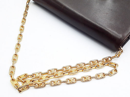 CELINE 4-Piece Macadam Pattern Chain Shoulder Bag Leather Vintage Second Bag