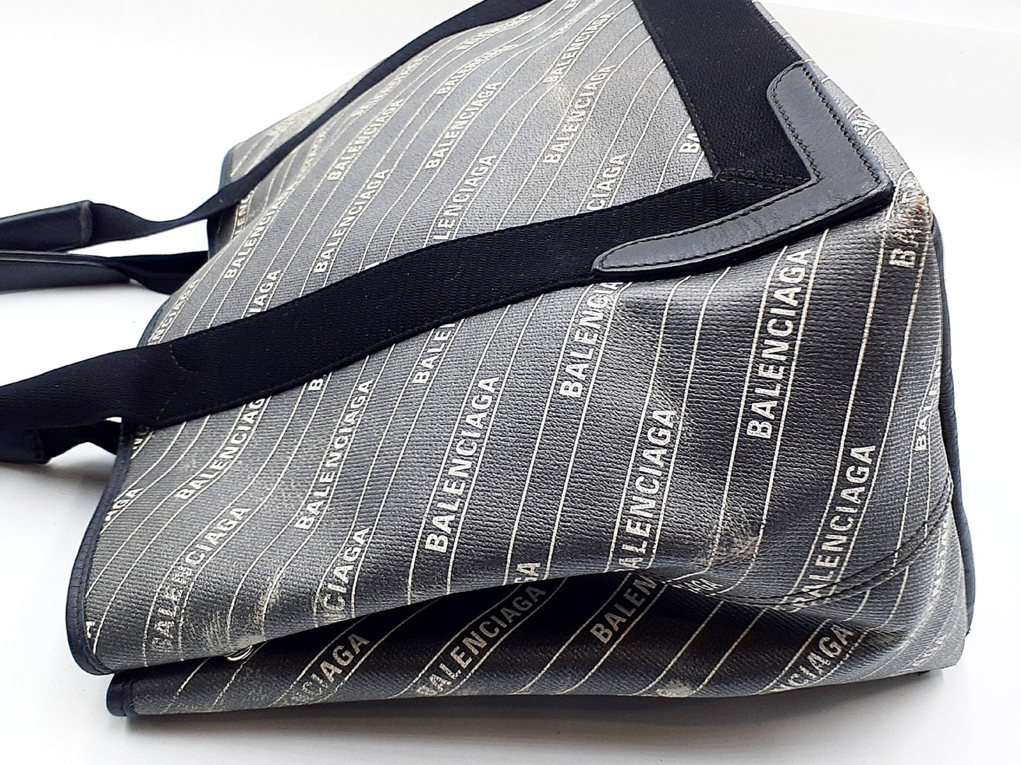 BALENCIAGA Logo Navy Cabas M 581292 Tote Bag