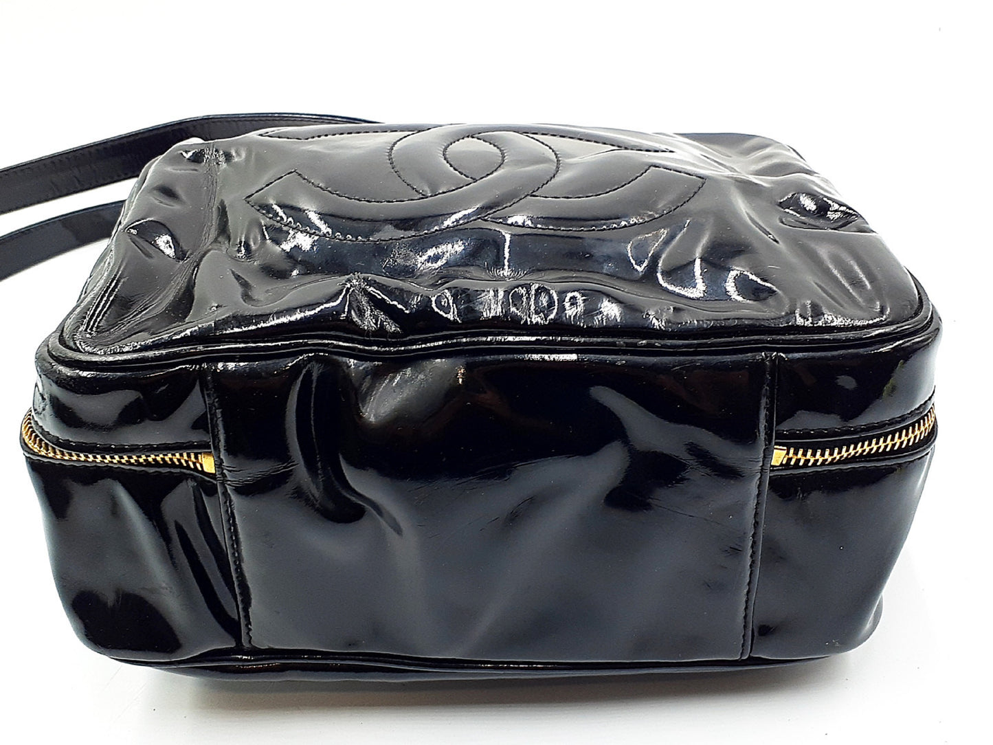 CHANEL 2-way handbag with strap, CC Coco Mark, patent leather, No. 4 series