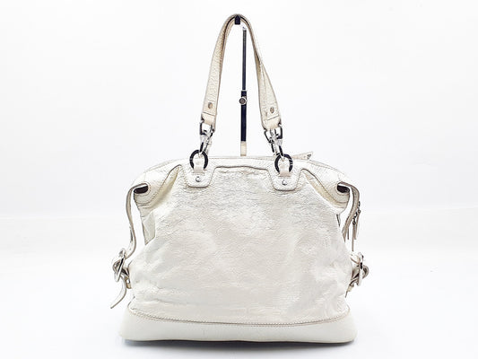 CELINE Chain Hand Triomphe White Handbag