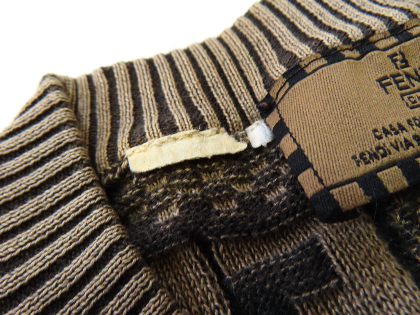 FENDI Men's Zucca Print Brown Knit Top