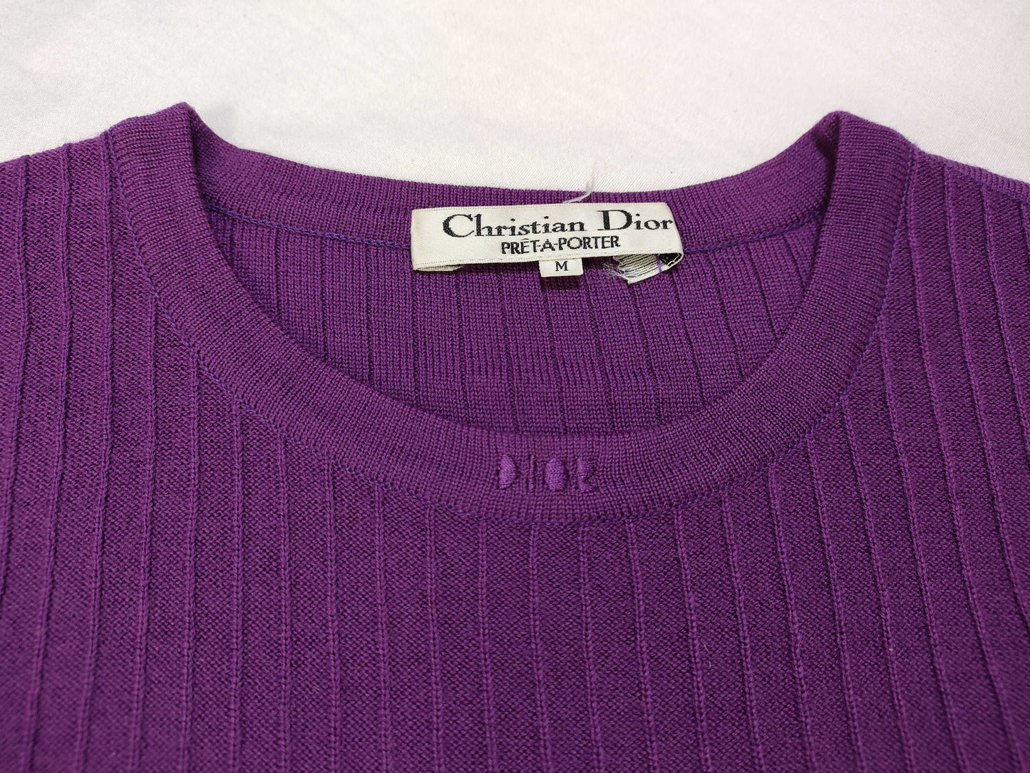 Dior Christian Dior Brand Logo Purple Wool Knit Top