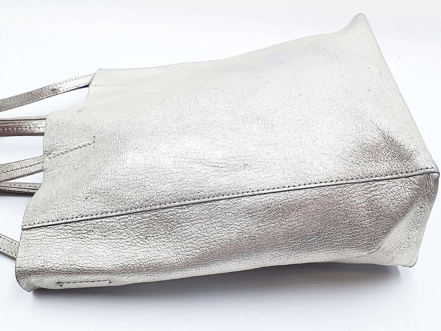 CELINE Vertical Cabas Small Leather 2-Way Silver Shoulder Bag