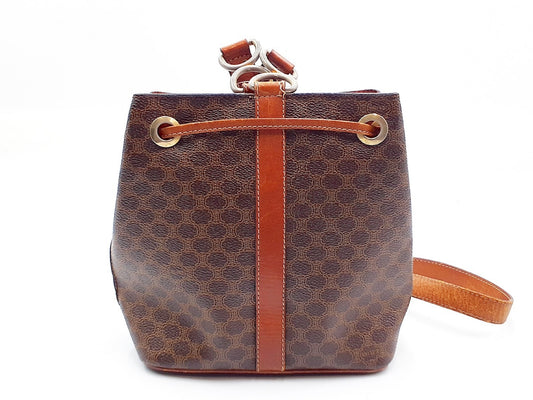 CELINE Macadam Drawstring Leather Shoulder Bag