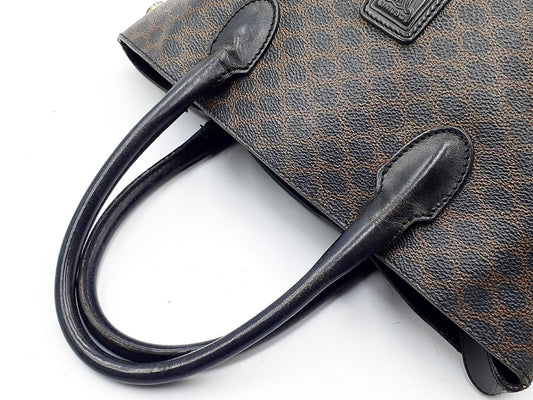 CELINE 3-Piece Macadam Pattern Black Leather Vintage Bag Set