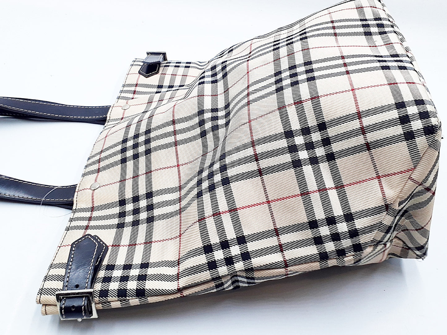 BURBERRY Nova Check Leather Tote Bag